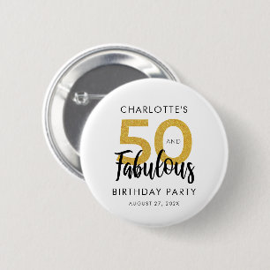 Chapa Redonda De 5 Cm Elegante 50.º cumpleaños Personalizado de guión de