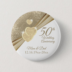 Chapa Redonda De 5 Cm Elegante 50° Aniversario Boda