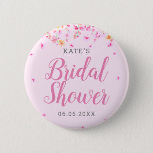Chapa Redonda De 5 Cm Elegante Blossom Bridal Shower