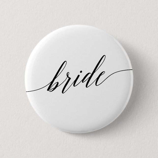 Chapa Redonda De 5 Cm Elegante caligrafía negra Bride Bridal Shower (Anverso)