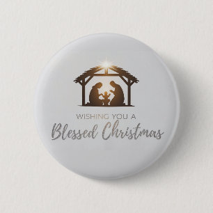 Chapa Redonda De 5 Cm Elegante carta de Navidades de la escena de la Nat