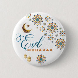 Chapa Redonda De 5 Cm Elegante Eid Mubarak Caligrafía Árabe Luna Estrell