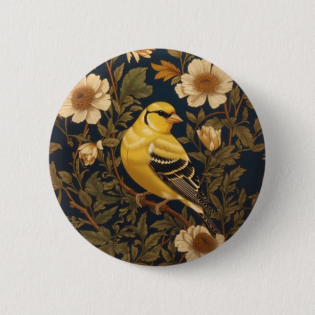 Chapa Redonda De 5 Cm Elegante Goldfinch americano (Anverso)