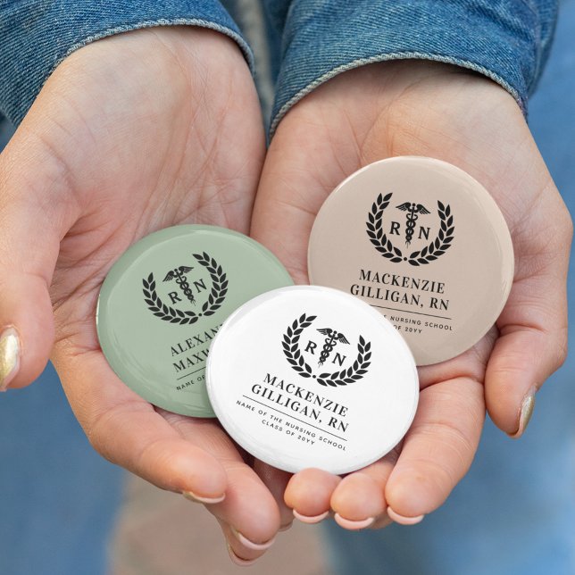 Chapa Redonda De 5 Cm Elegante graduación de la escuela de Enfermería RN (Subido por el creador)