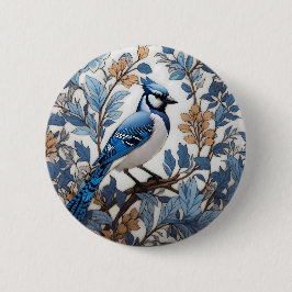 Chapa Redonda De 5 Cm Elegante Jay Azul William Morris Inspirado