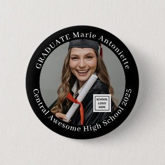 Chapa Redonda De 5 Cm Elegante logo escolar de foto de graduado Graduaci