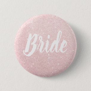 Chapa Redonda De 5 Cm Elegante y moderno rosa purpurina novia boda