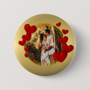 Chapa Redonda De 5 Cm Elegantes San Valentines, Amor, Corazón Rojo de An
