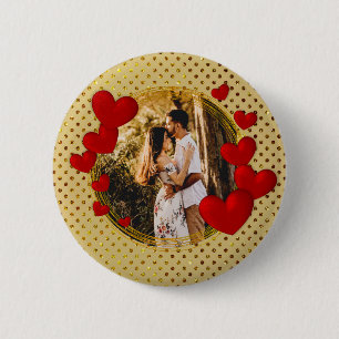 Chapa Redonda De 5 Cm Elegantes San Valentines, Amor, Corazón Rojo de An