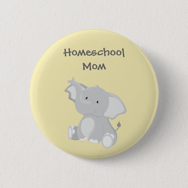 Chapa Redonda De 5 Cm Elephant graphic Homeschool Mom (Anverso)