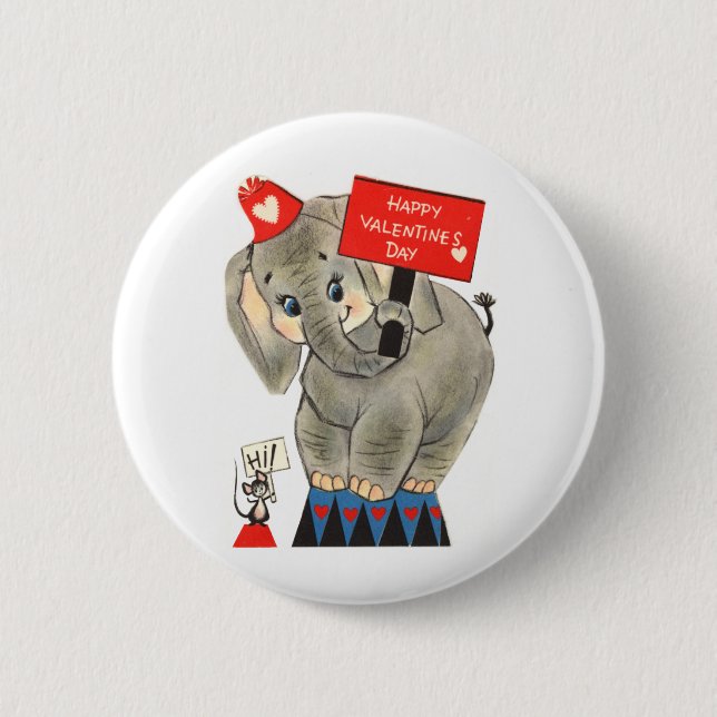 Chapa Redonda De 5 Cm Elephant Valentine Card (Anverso)