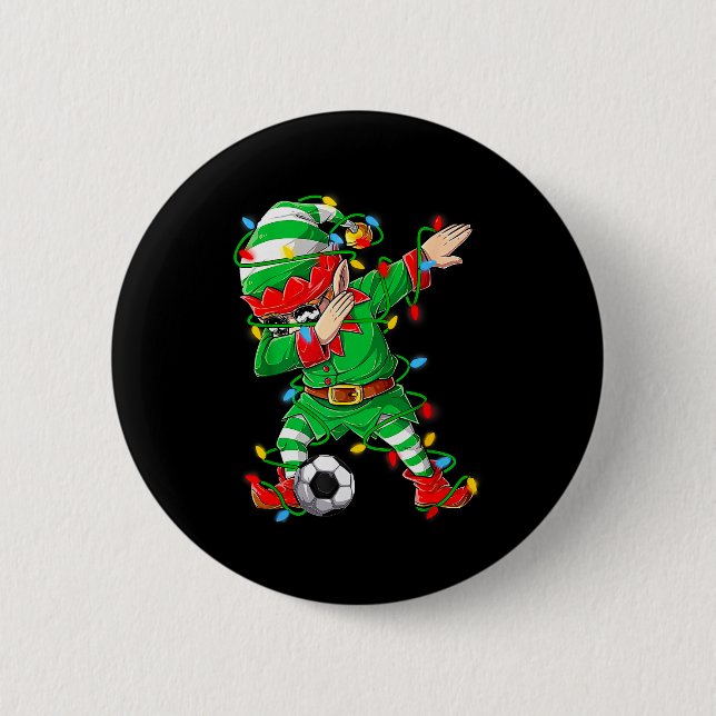 Chapa Redonda De 5 Cm Elf Dabbing Soccer Player Christmas Dab Xmas  (Anverso)