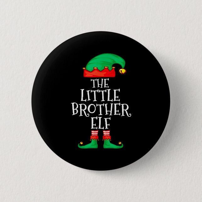Chapa Redonda De 5 Cm Elf Family Christmas Little Brother Elf Sweater Me (Anverso)
