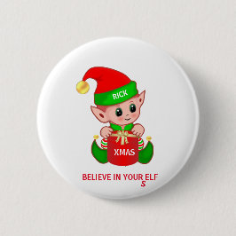 Chapa Redonda De 5 Cm Elf Navidades Cute