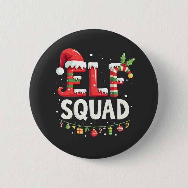 Chapa Redonda De 5 Cm Elf Squad Funny Matanza Navidades (Anverso)