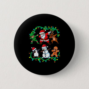 Chapa Redonda De 5 Cm Elfo de Navidad Santa Reno Baile de Navidad Bailar