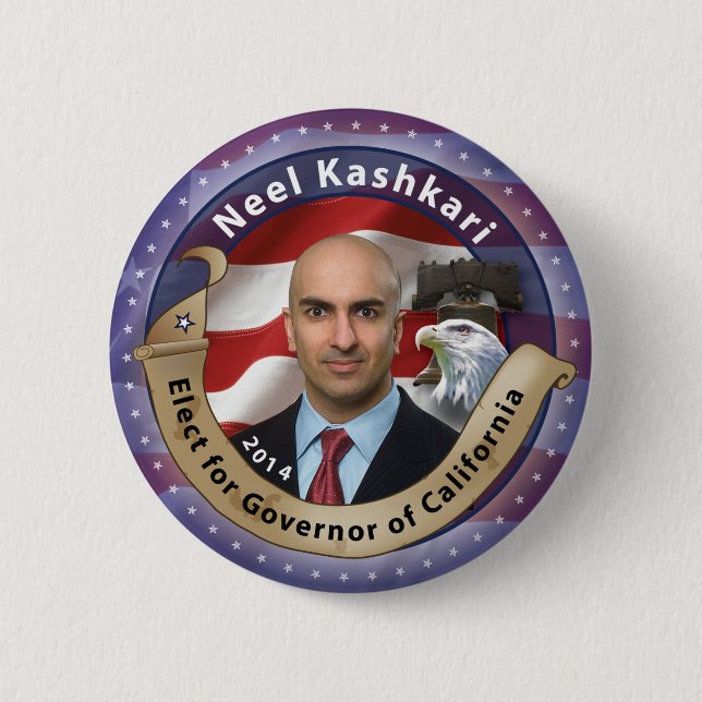 Chapa Redonda De 5 Cm Elija Neel Kashkari para el gobernador de (Anverso)