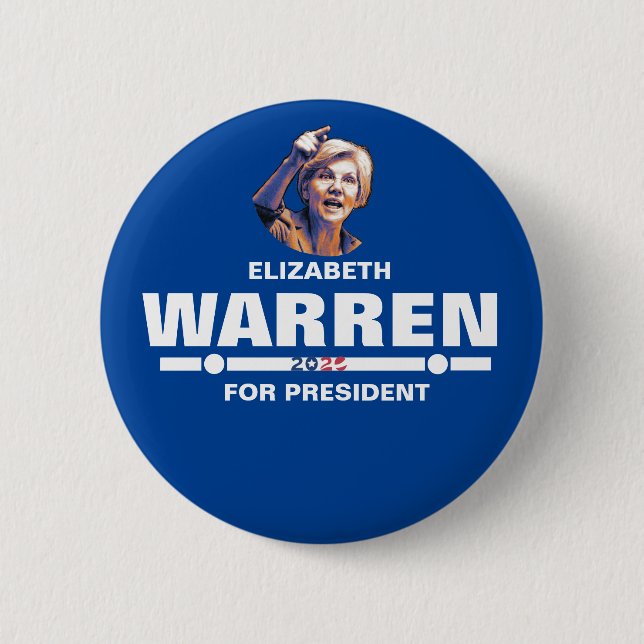 Chapa Redonda De 5 Cm Elizabeth Warren como presidenta (Anverso)