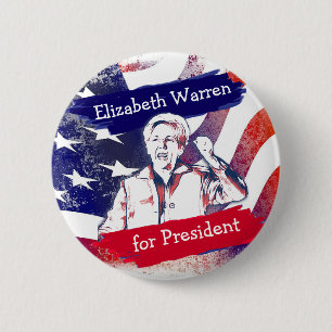 Chapa Redonda De 5 Cm Elizabeth Warren para las elecciones presidenciale