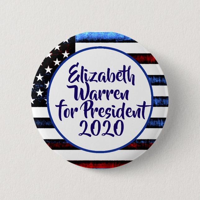 Chapa Redonda De 5 Cm Elizabeth Warren para presidente 2020 (Anverso)