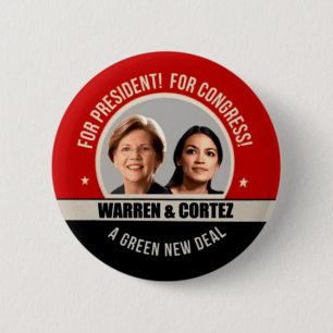 Chapa Redonda De 5 Cm Elizabeth Warren para presidente 2020