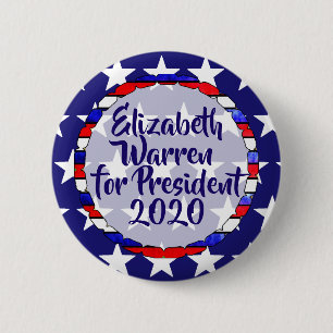 Chapa Redonda De 5 Cm Elizabeth Warren para presidente 2020