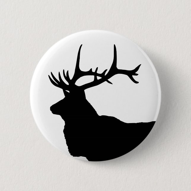 Chapa Redonda De 5 Cm Elk Head Silhouette (Anverso)