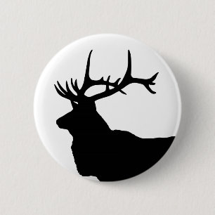 Chapa Redonda De 5 Cm Elk Head Silhouette