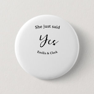 Chapa Redonda De 5 Cm ella acaba de decir sí nombre de la fiesta de comp