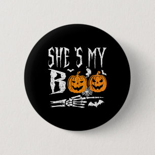 Chapa Redonda De 5 Cm Ella es mi partido de Halloween con calabaza de pi