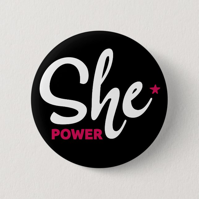 Chapa Redonda De 5 Cm Ella Power White Design Pin (Anverso)