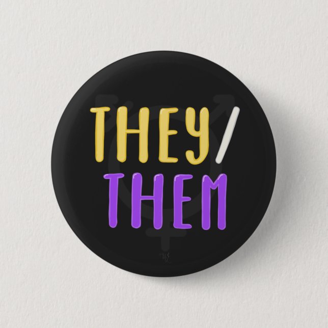 Chapa Redonda De 5 Cm Ellos/ellos Pronouns Pin Badge (Anverso)