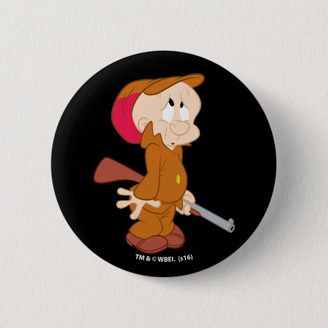Chapa Redonda De 5 Cm ELMER FUDD™ | Pose de Miedo (Anverso)
