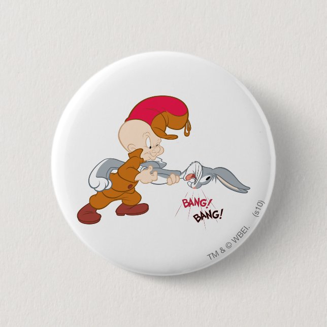 Chapa Redonda De 5 Cm ELMER FUDD™ y BUNNY™ (Anverso)