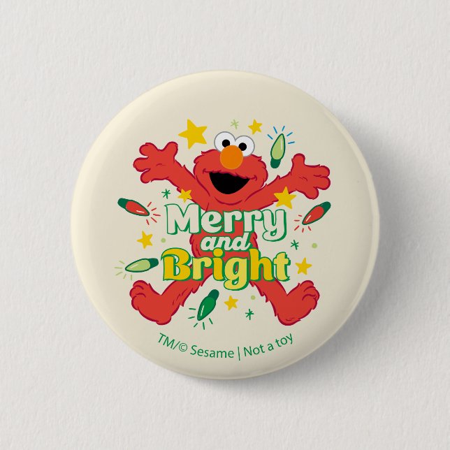 Chapa Redonda De 5 Cm Elmo | Merry y Bright (Anverso)