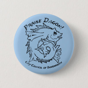 Chapa Redonda De 5 Cm Elogio Dagon Innsmouth Lovecraft Fish Horror