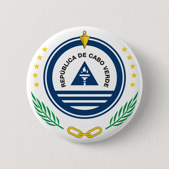 Chapa Redonda De 5 Cm emblema de cabo verde (Anverso)