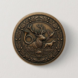 Chapa Redonda De 5 Cm Emblema de caza de bronce