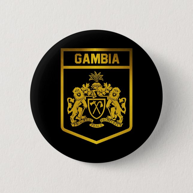 Chapa Redonda De 5 Cm Emblema de Gambia (Anverso)