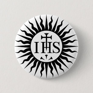 Chapa Redonda De 5 Cm Emblema de la Compañía de Jesús Monograma