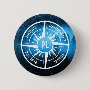 Chapa Redonda De 5 Cm Emblema de la estrella de la brújula monograma nie