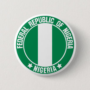 Chapa Redonda De 5 Cm Emblema de la Ronda de Nigeria