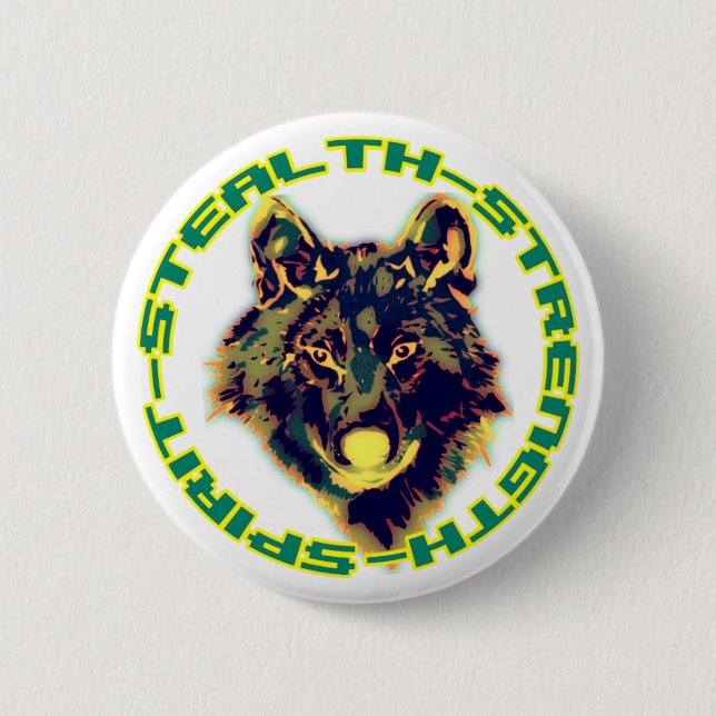 Chapa Redonda De 5 Cm emblema de lobo (Anverso)