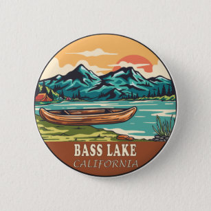 Chapa Redonda De 5 Cm Emblema de pesca en bote de Bass Lake California