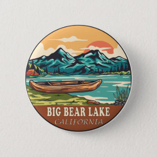 Chapa Redonda De 5 Cm Emblema de pesca en bote de Big Bear Lake Californ