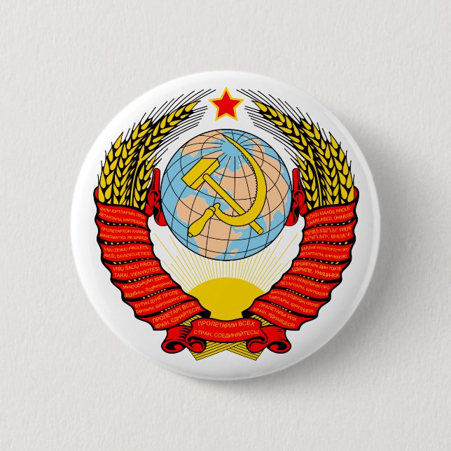 Chapa Redonda De 5 Cm Emblema de Unión Soviética con CCCP (Anverso)