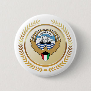 Chapa Redonda De 5 Cm Emblema del Estado de Kuwait