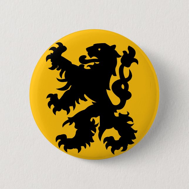 Chapa Redonda De 5 Cm Emblema del León Flamenco (Anverso)