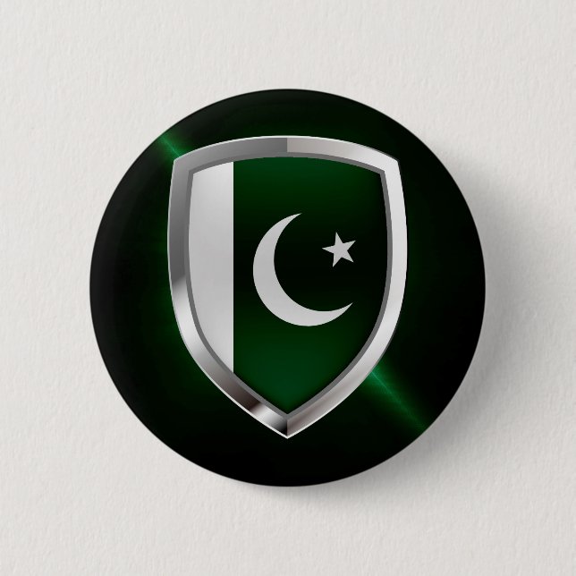 Chapa Redonda De 5 Cm Emblema metálico de Pakistán (Anverso)