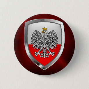 Chapa Redonda De 5 Cm Emblema metálico de Polonia